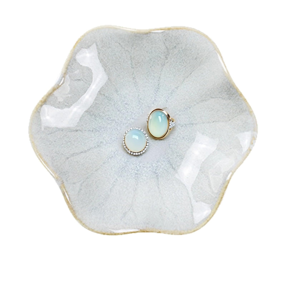 Lotus Leaf Ceramic Jewelry Ring Dish for Women (Mist Green)