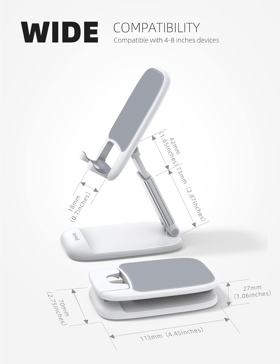 Lamicall White Cell Phone Stand for Desk, Phone Holder