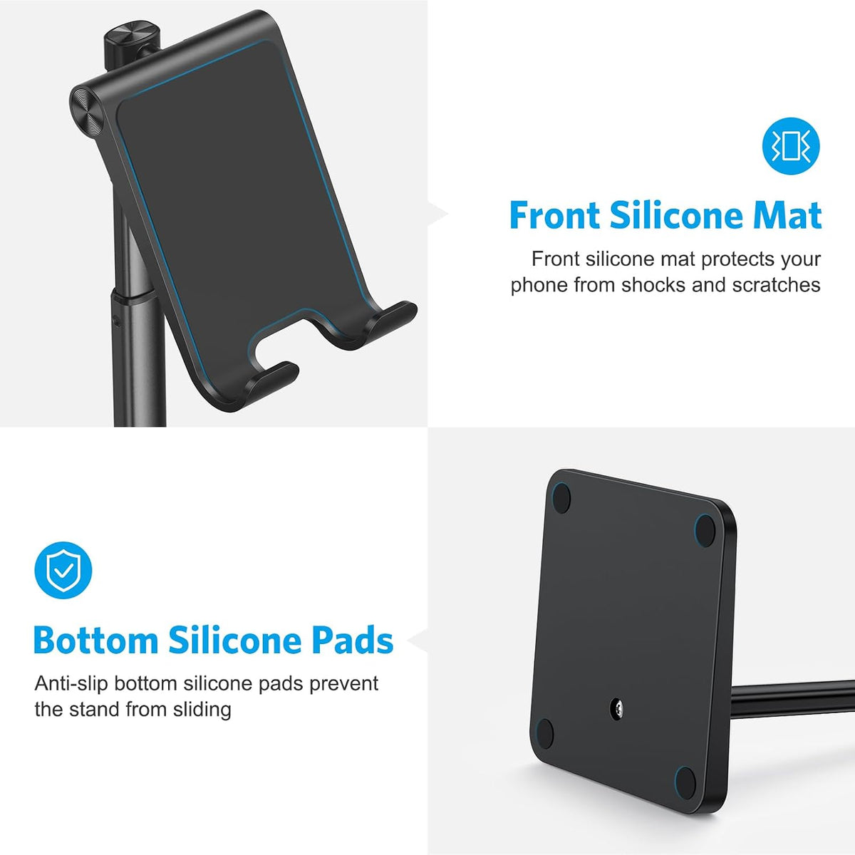 OMOTON CA02 Cell Phone Stand with Charging Hole for Desk Lightweight Black