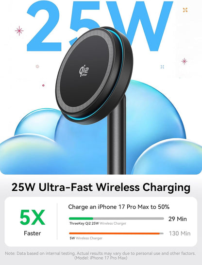 THREEKEY Magnetic Charging Stand Qi2 25W Fast Charging with Cooling Fan