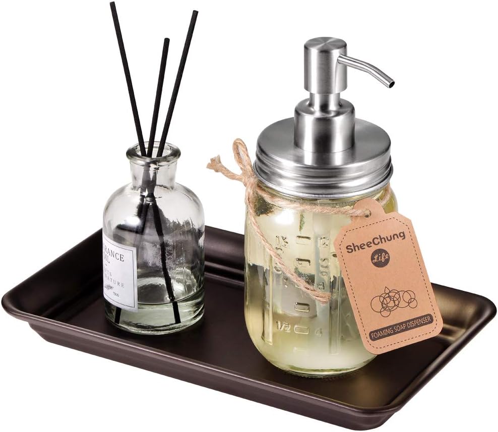 SheeChung Metal Vanity Tray, Bathroom Counter Storage Tray, Bronze 2 Pack