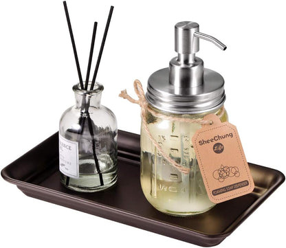SheeChung Metal Vanity Tray, Bathroom Counter Storage Tray, Bronze 2 Pack