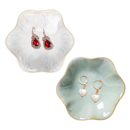 Binoster Ceramic Jewelry Dish,Leaf Jewelry Tray Key Tray,Small Ring Dish Holder Jewelry Plate Trinket Tray Catchall Tray Nightstand Decor For Entryway Green Table Room Decor