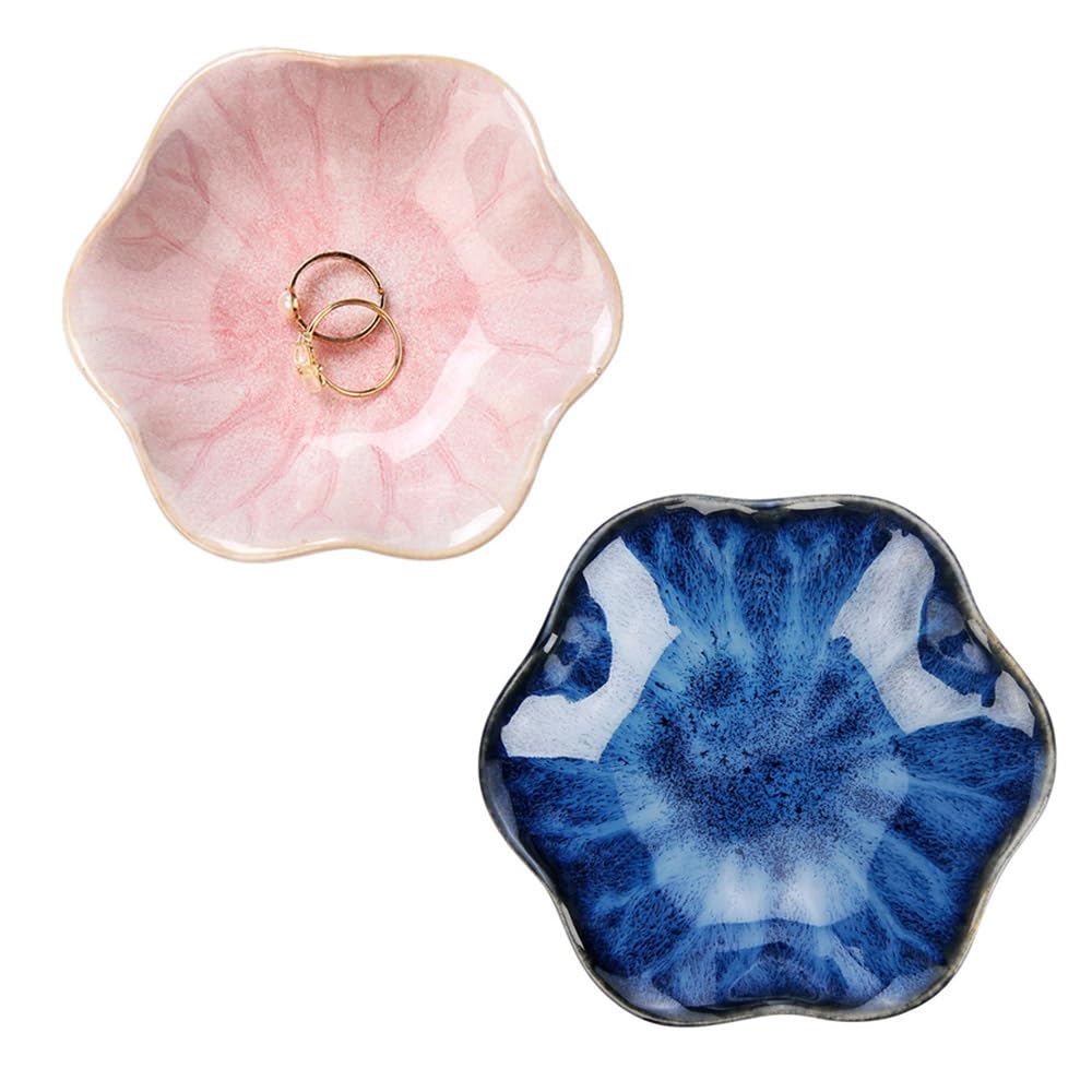 JAMEND CLXP Lotus Leaf Shape Decorative Ring Tray, Small Key Bowl, Ceramic Trinket Tray Jewelry Dish Organizing Necklace Earrings, Home Decoration for Mom Best Friend Sister, Light Green.