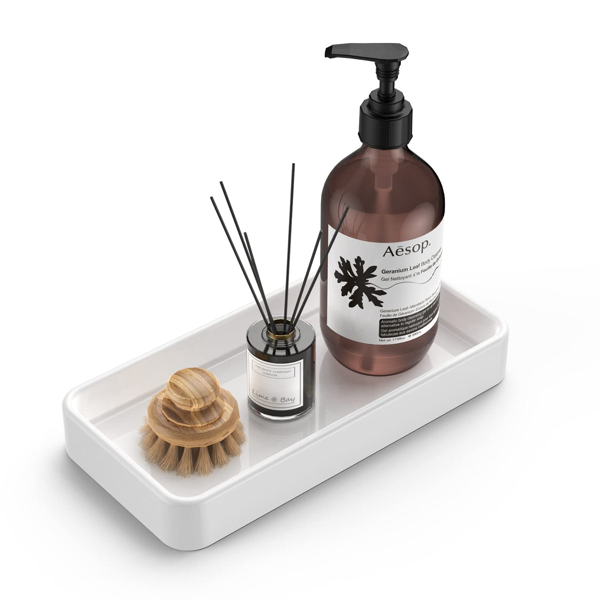 Gurygo Vanity Tray for Bathroom, 10" Ceramic Soap Dispenser Tray for Kitchen Counter, Bathroom Trays for Counter, Kitchen Tray for Soap Bottles (Black, Set/1)…