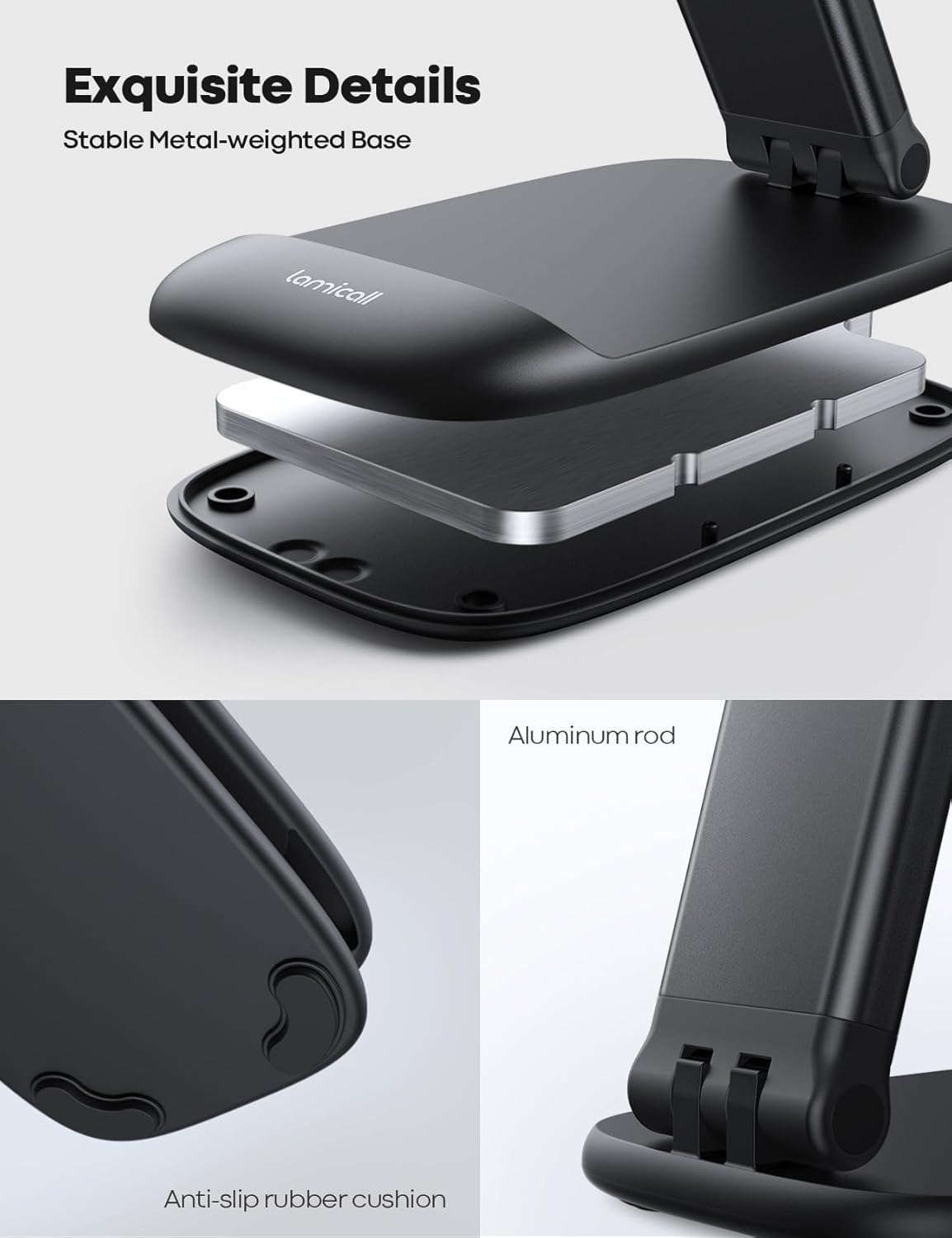 Lamicall Cell Phone Stand for Desk, Height Angle Adjustable Phone Holder
