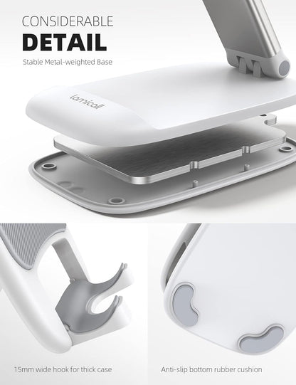 Lamicall White Cell Phone Stand for Desk, Phone Holder