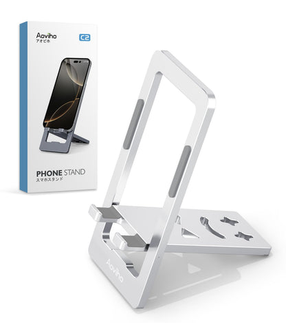 Aoviho Foldable Cell Phone Stand for Desk, Portable Phone Holder,Black