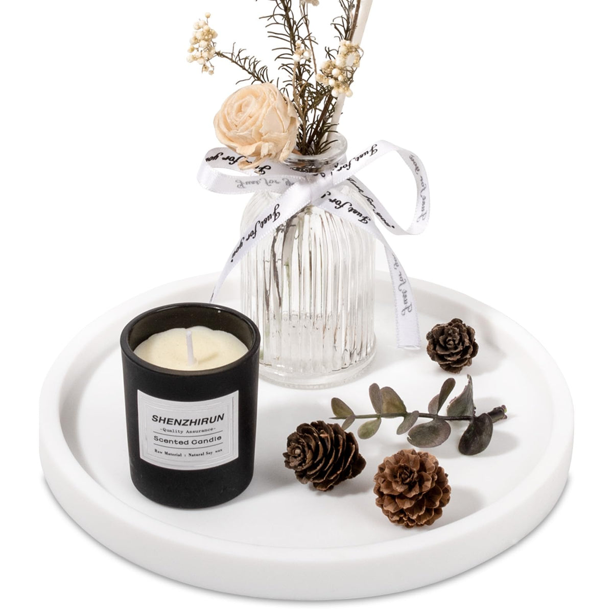 Silicone Bathroom Tray Coffee Table Decor Perfume Organizer, 9" Black