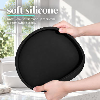 Silicone Bathroom Tray Coffee Table Decor Perfume Organizer, 9" Black