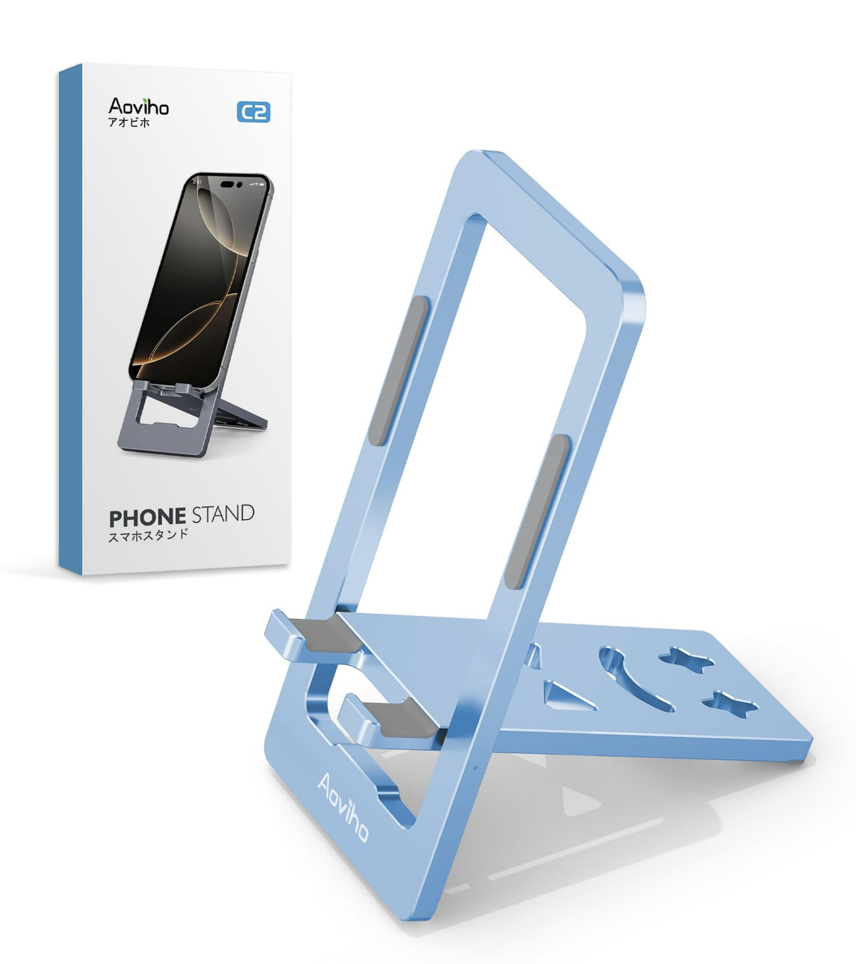 Aoviho Foldable Cell Phone Stand for Desk, Portable Phone Holder,Black