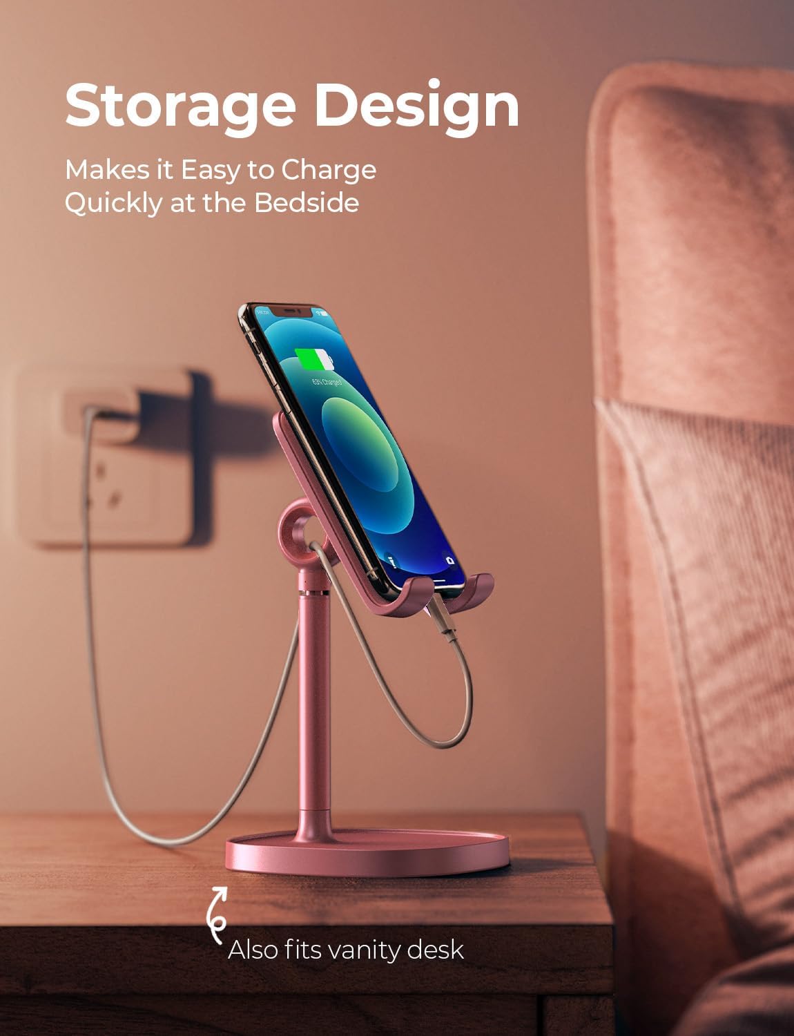 LISEN Cell Phone Stand iPhone Holder for Desk, Pink Gifts for Women Girls