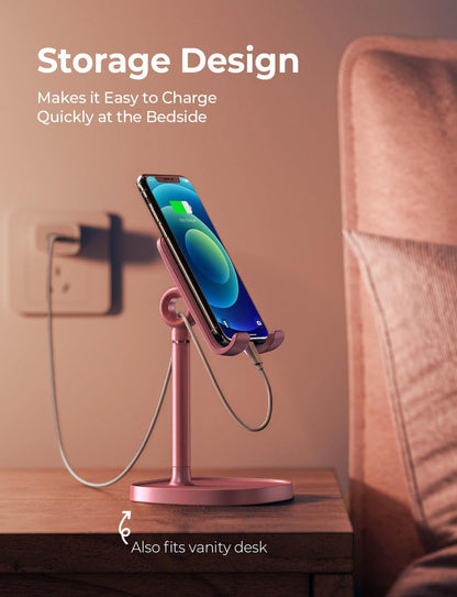 LISEN Cell Phone Stand iPhone Holder for Desk, Pink Gifts for Women Girls