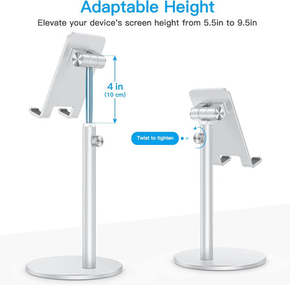 OMOTON CA04 Aluminum Tablet Phone Stand, Adjustable Desk Stand Silver