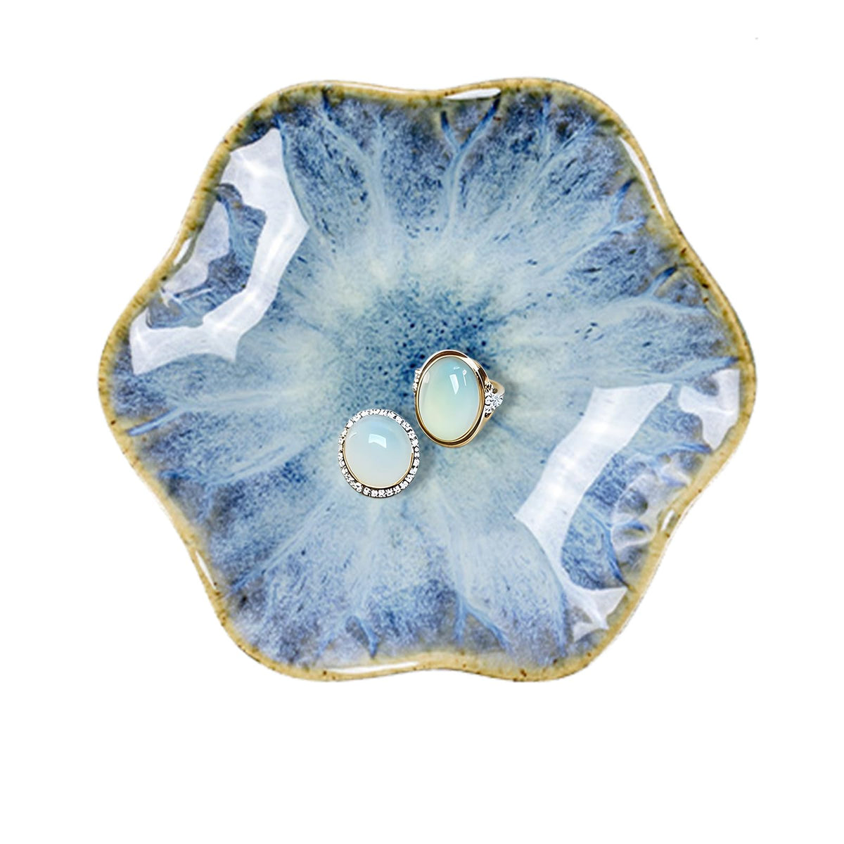 Lotus Leaf Ceramic Jewelry Ring Dish for Women (Mist Green)