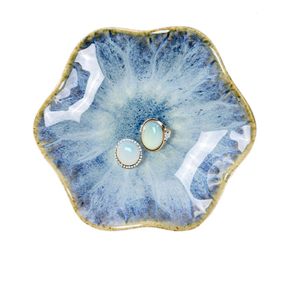 Lotus Leaf Ceramic Jewelry Ring Dish for Women (Mist Green)