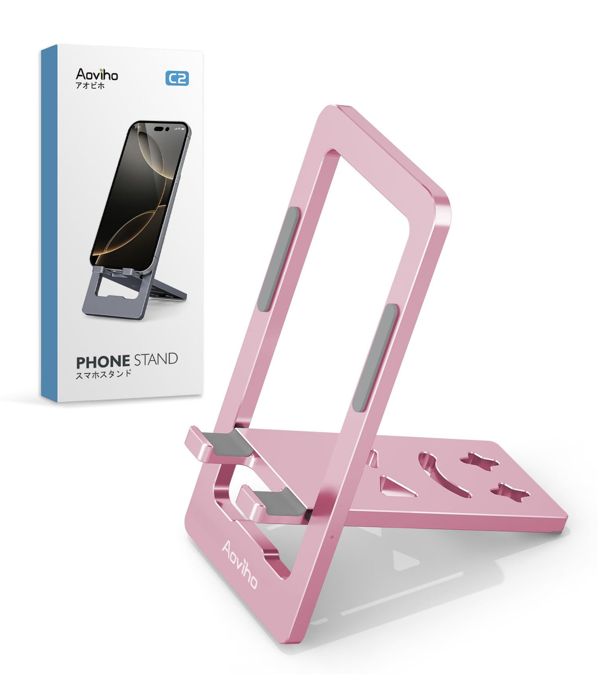 Aoviho Foldable Cell Phone Stand for Desk, Portable Phone Holder,Black