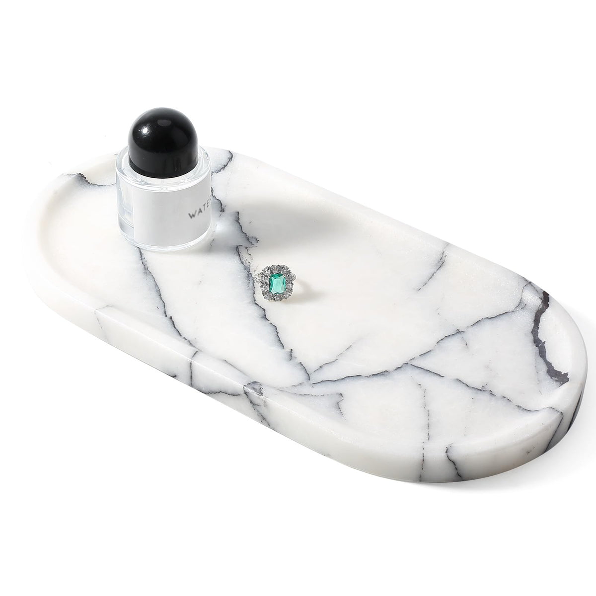 Koville Italian Travertine Tray, 12"x6" Vanity Decorative Marble Tray for Countertop, Catchall Tray for Perfume, Candles, Jewelry Dish Tray