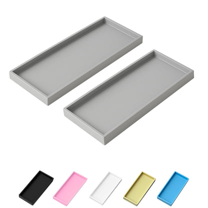 Vanity and Bathroom Tray, 7.7" ABS Countertop Organizer,Waterproof Vanity Tray for Toilet Tank,Perfume,Soap,Keys,Bathroom Accessories,Kitchen and Bath Trays,Non Slip Small Trays,White