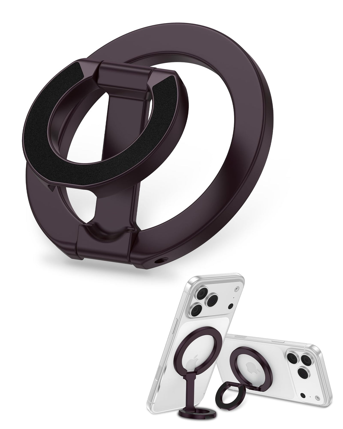 MagSafe Phone Grip Holder Dual-Sided Magnetic Finger Ring with Kickstand
