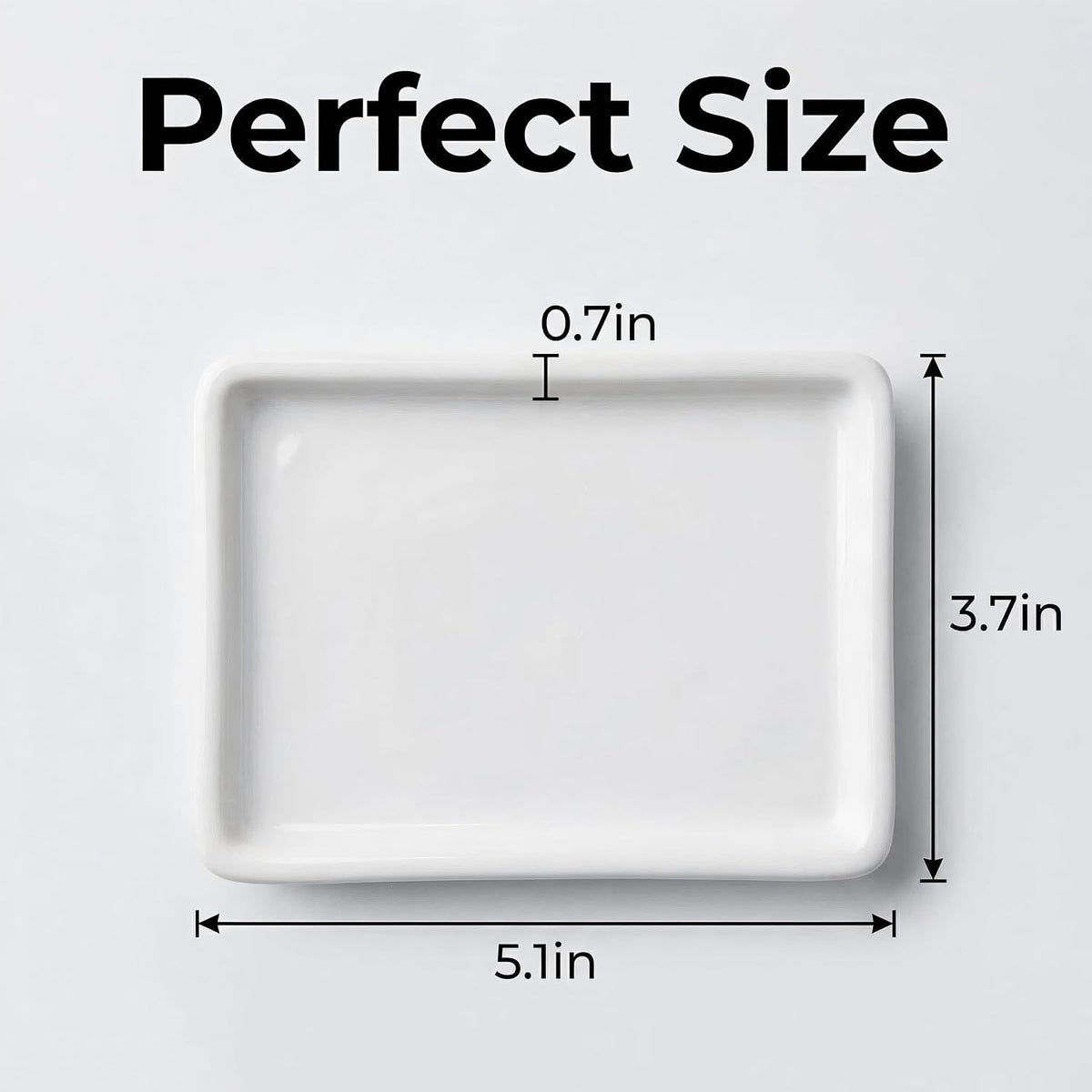 Square Minimalist Ceramic Ring Dish, White Jewelry Tray for Women, Modern Vanity Decor & Organizer, Ideal Engagement Wedding Birthday for Friend Sister