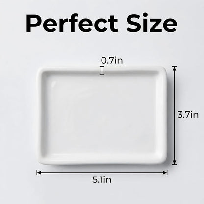Square Minimalist Ceramic Ring Dish, White Jewelry Tray for Women, Modern Vanity Decor & Organizer, Ideal Engagement Wedding Birthday for Friend Sister