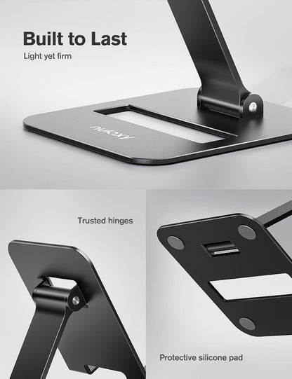 Nulaxy 2 Pcs Aluminum Dual Folding Cell Phone Stand for Desk Black&Rosegold