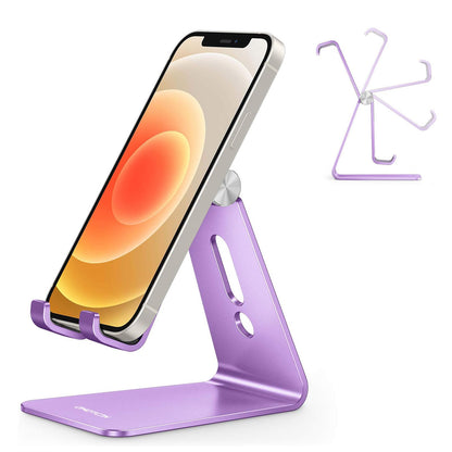 OMOTON C2 Adjustable Aluminum Cell Phone Stand with Charging Cutout, Black