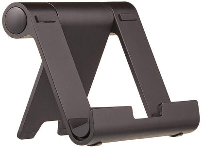 Amazon Basics Multi-Angle Portable Foldable Stand for Tablets, E-Readers and Phones, Non-Slip Desktop Holder for iPads, iPhones, Kindles, Hands-Free Viewing - Silver
