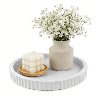 Modern Decorative Tray for Coffee Table, 11" Wooden Black Round Small Decor Tray for Candle, Perfume, Vanity, Kitchen Island Counter & Table Centerpiece