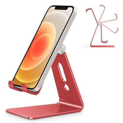 OMOTON Adjustable Cell Phone Stand, C2 Aluminum Desktop Phone Holder Dock Compatible with iPhone 15 14 13 Xs XR 8 Plus 7 6, Samsung Galaxy, Google Pixel, Android Phones, Rose Gold