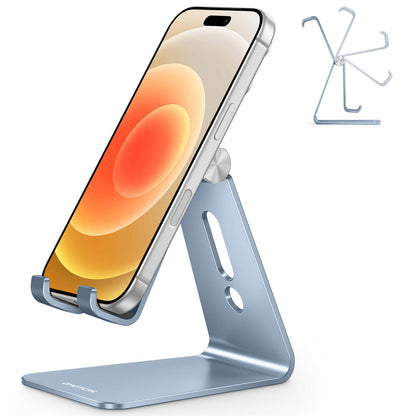 OMOTON C2 Adjustable Aluminum Cell Phone Stand with Charging Cutout, Silver
