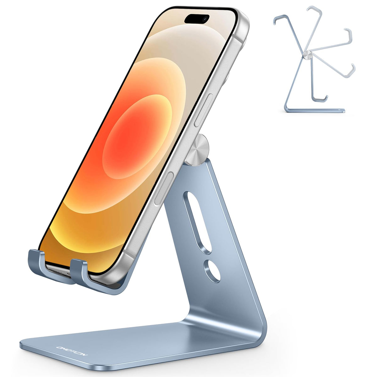 OMOTON Adjustable Cell Phone Stand, C2 Aluminum Desktop Phone Holder Dock Compatible with iPhone 15 14 13 Xs XR 8 Plus 7 6, Samsung Galaxy, Google Pixel, Android Phones, Rose Gold