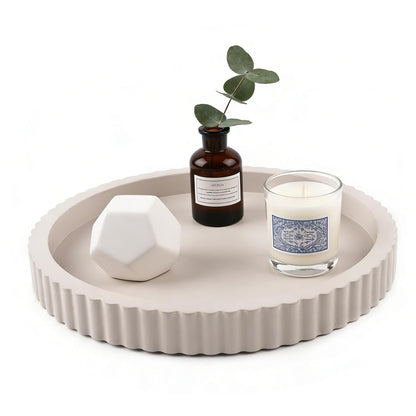 Modern Decorative Tray for Coffee Table, 11" Wooden Black Round Small Decor Tray for Candle, Perfume, Vanity, Kitchen Island Counter & Table Centerpiece