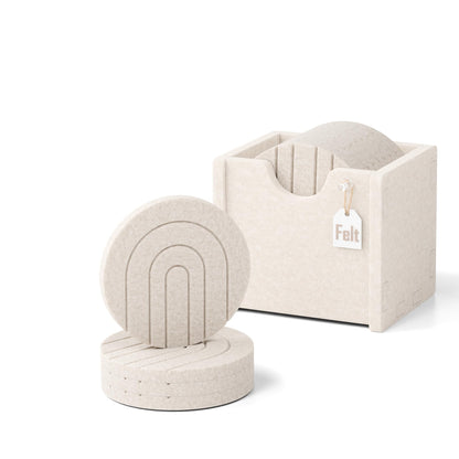 Fluxynara Felt Coasters with Holder, Set of 8 for Drinks, Sage - Arch