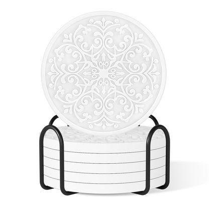 Drink Coasters, Coasters Set of 6 with Holder, Non-Slip Silicone Cup Mat