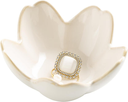 Flower Ring Holder Dish, Ceramic Jewelry Tray, Small Trinket Dish