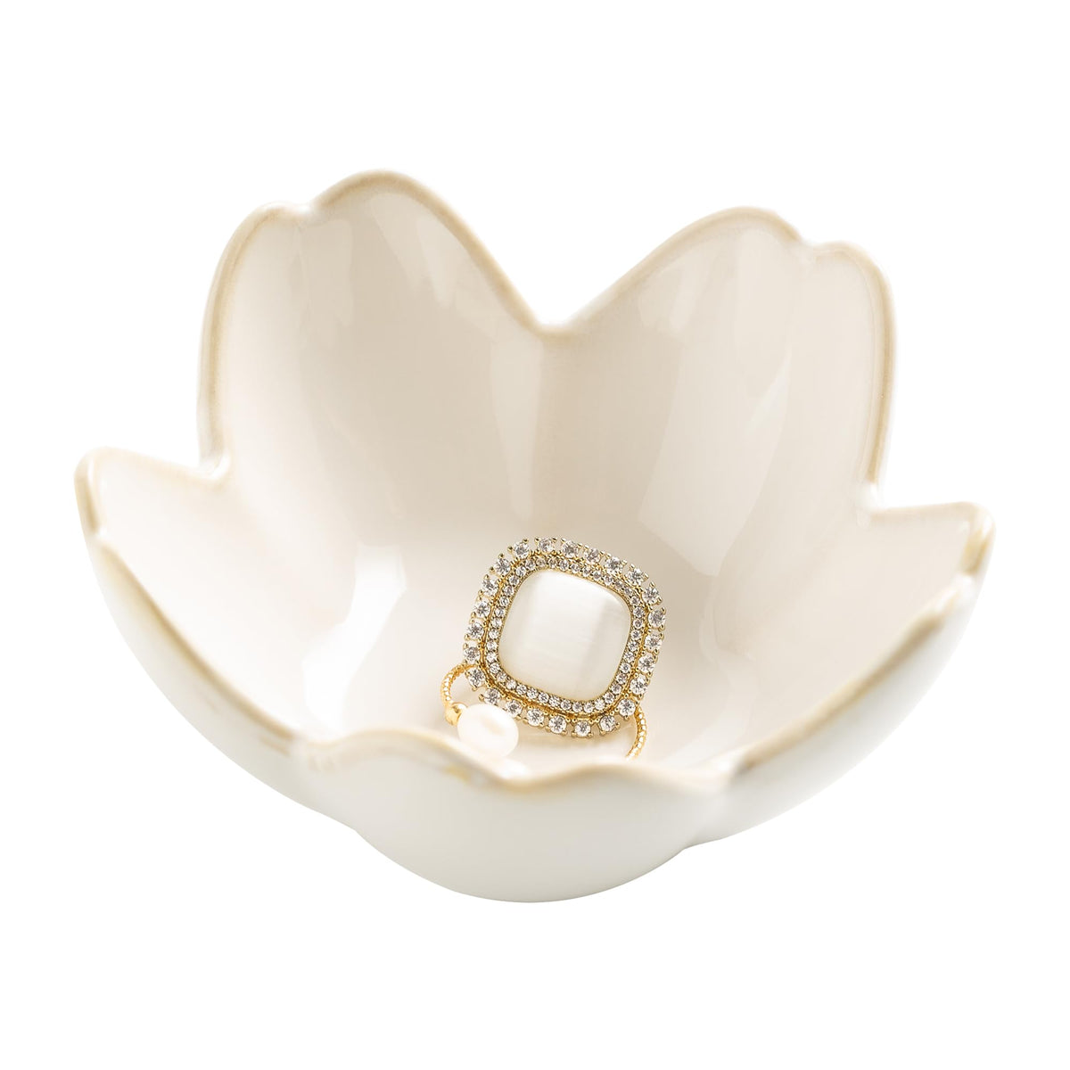 Flower Ring Holder Dish, Ceramic Jewelry Tray, Small Trinket Dish