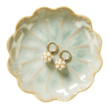 JAMEND CLXP Lotus Leaf Shape Decorative Ring Tray, Small Key Bowl, Ceramic Trinket Tray Jewelry Dish Organizing Necklace Earrings, Home Decoration for Mom Best Friend Sister, Light Green.