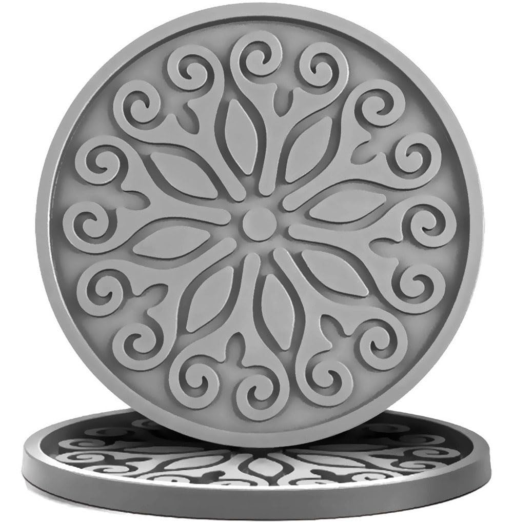 Silicone Coasters for Drinks,Resistant Reusable Drink Coasters-Great Gift for Birthday, Housewarming,Room Decor,Holiday Party (*2-Gray)