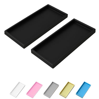 Vanity and Bathroom Tray, 7.7" ABS Countertop Organizer,Waterproof Vanity Tray for Toilet Tank,Perfume,Soap,Keys,Bathroom Accessories,Kitchen and Bath Trays,Non Slip Small Trays,White