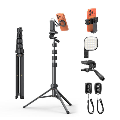 OMOTON TP02-Pro 5 in 1 Magnetic Phone Holder for Vlogging Essentials, Black