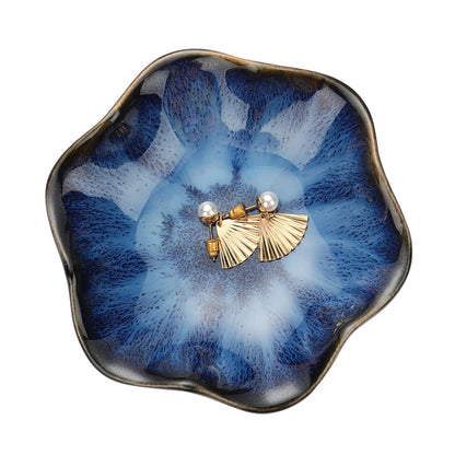 Binoster Ceramic Jewelry Dish,Leaf Jewelry Tray Key Tray,Small Ring Dish Holder Jewelry Plate Trinket Tray Catchall Tray Nightstand Decor For Entryway Green Table Room Decor