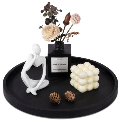 Silicone Bathroom Tray Coffee Table Decor Perfume Organizer, 9" Black