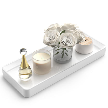 Gurygo Vanity Tray for Bathroom, 10" Ceramic Soap Dispenser Tray for Kitchen Counter, Bathroom Trays for Counter, Kitchen Tray for Soap Bottles (Black, Set/1)…
