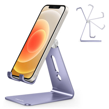 OMOTON C2 Adjustable Aluminum Cell Phone Stand with Charging Cutout, Silver