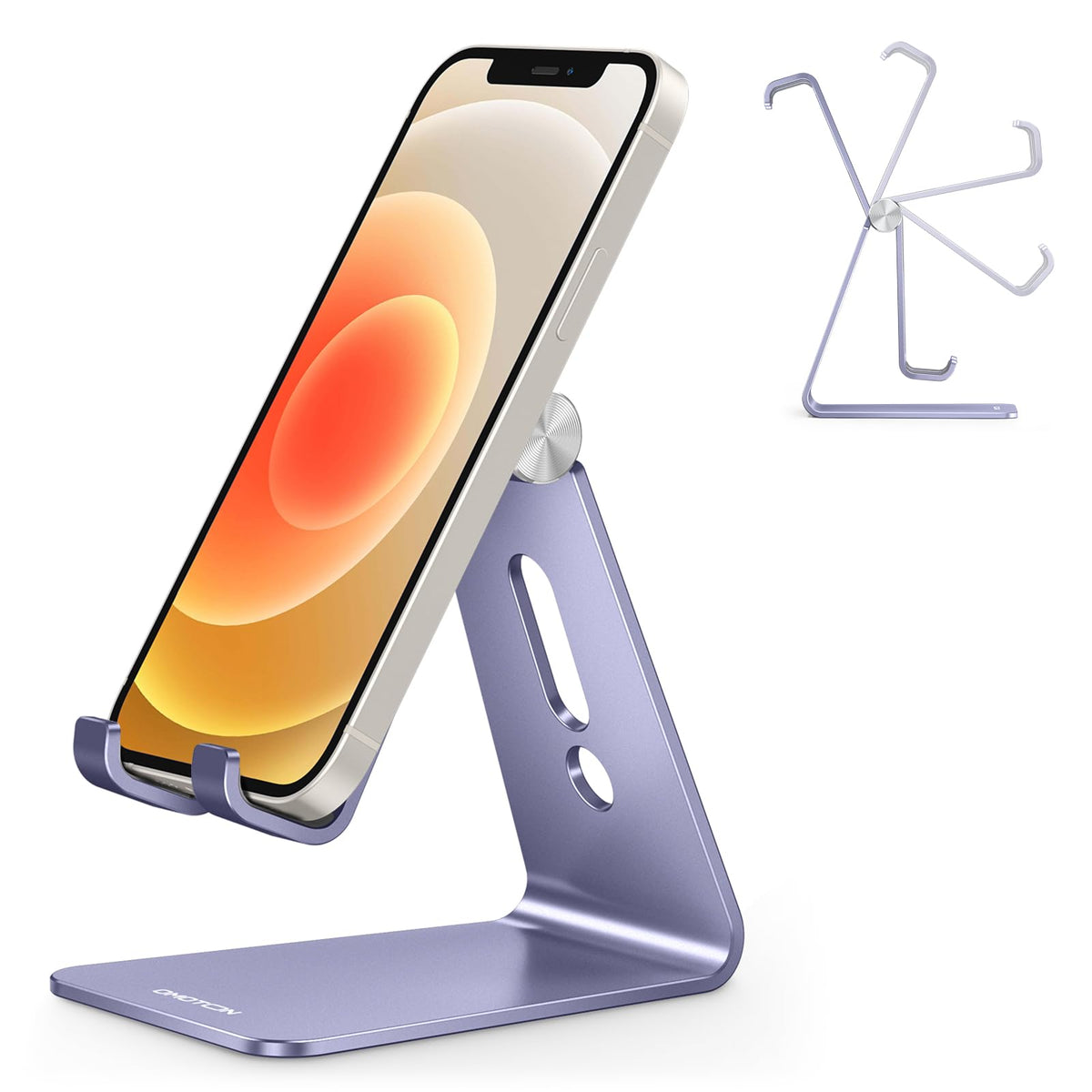 OMOTON C2 Adjustable Aluminum Cell Phone Stand with Charging Cutout, Black