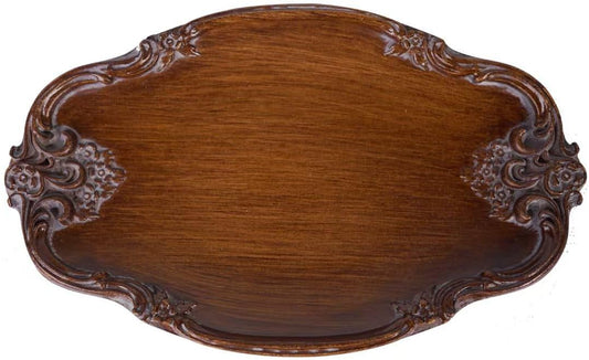 S-MANTIS Vintage Tray Small Antique Trinket Dish,Oval,Ring Holder with Twisted Flower Surrounding, Cosmetics Makeup Storage Organizer,Gift,Aesthetic Room Decor (Brown)