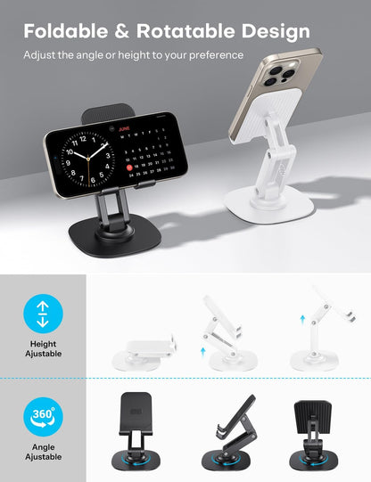 OMOTON Cell Phone Stand for Desk, 2 Pack Adjustable Foldable Phone Holder
