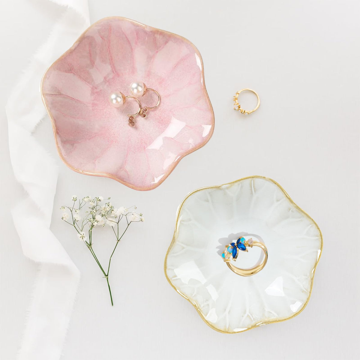 Binoster Ceramic Jewelry Dish,Leaf Jewelry Tray Key Tray,Small Ring Dish Holder Jewelry Plate Trinket Tray Catchall Tray Nightstand Decor For Entryway Green Table Room Decor